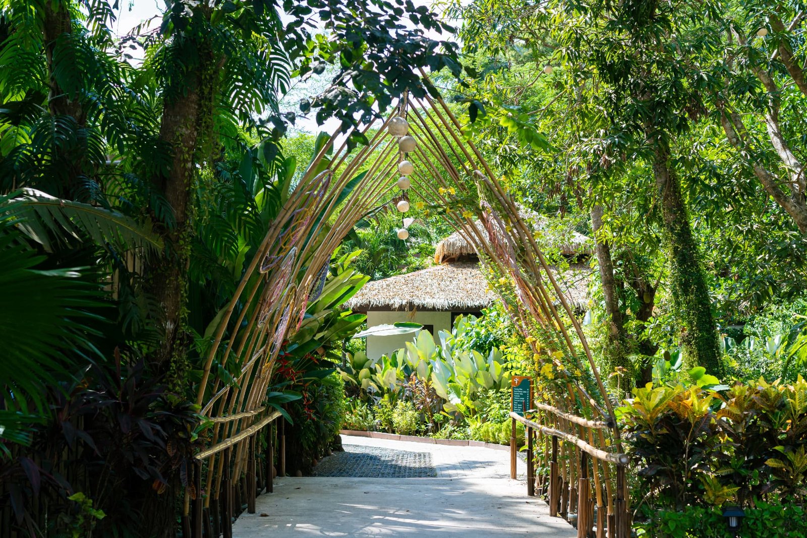 Bamboo arch garden path at Lihim Resorts El Nido